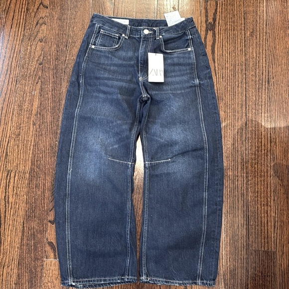 NWT Zara Relaxed Mid-Rise Balloon TRF Jeans 27 US 4 - Picture 13 of 16